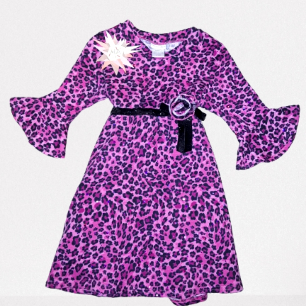 Sweet Heart Rose pink Cheetah print dress size 4T